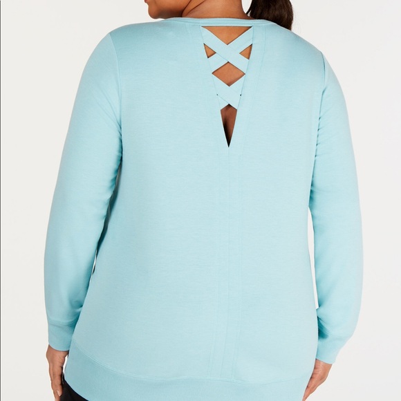 Ideology plus size lattice back top. Aqua Haze - Picture 2 of 6
